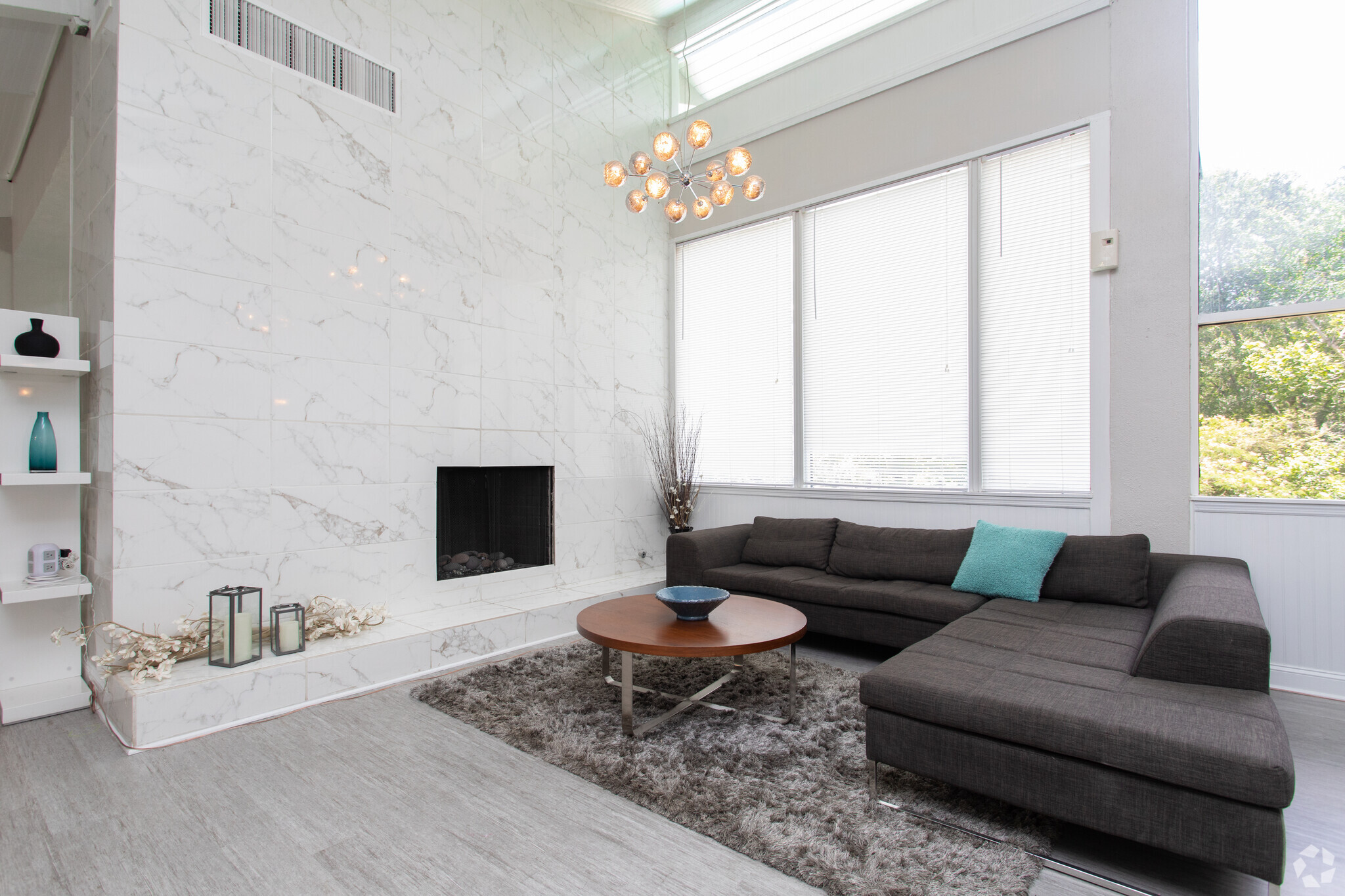 interior of the apartment with large spaces for family sharing at The Oaks apartment homes in Athens, Georgia,